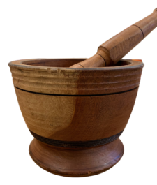Large pounded yam mortar and pestle 26.5  X 27cm  X 1