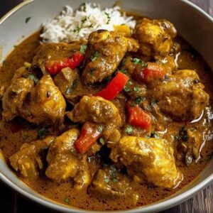 Jamaican  curry  chicken  ‘Boneless’ served with your choice of rice dish -  serves two
