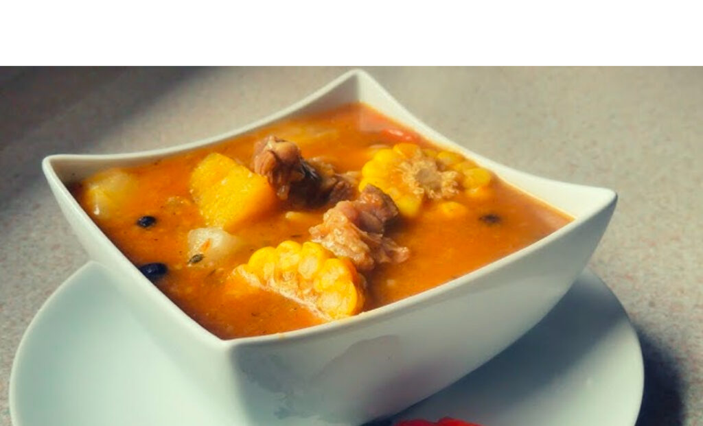 Jamaican lamb soup with dumplings and vegetables  – Serves two