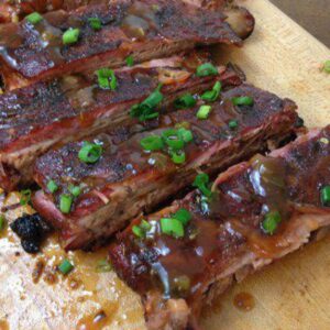 Jamaican Barbecue Pork  ribs served with a choice of rice dishes - Serves two