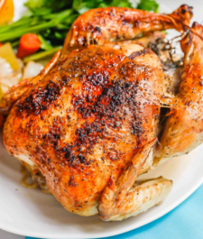 Jamaican oven roast whole chicken served with  a choice of rice dishes – serves two
