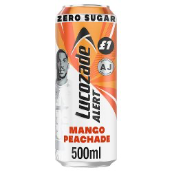 Lucozade Alert Energy Drink Zero Sugar Mango Peachade 500ml × 12 × 1