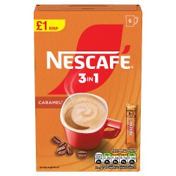 Nescafe 3in1 Caramel Instant Coffee Sachets 6 x 16g  × 11 × 1