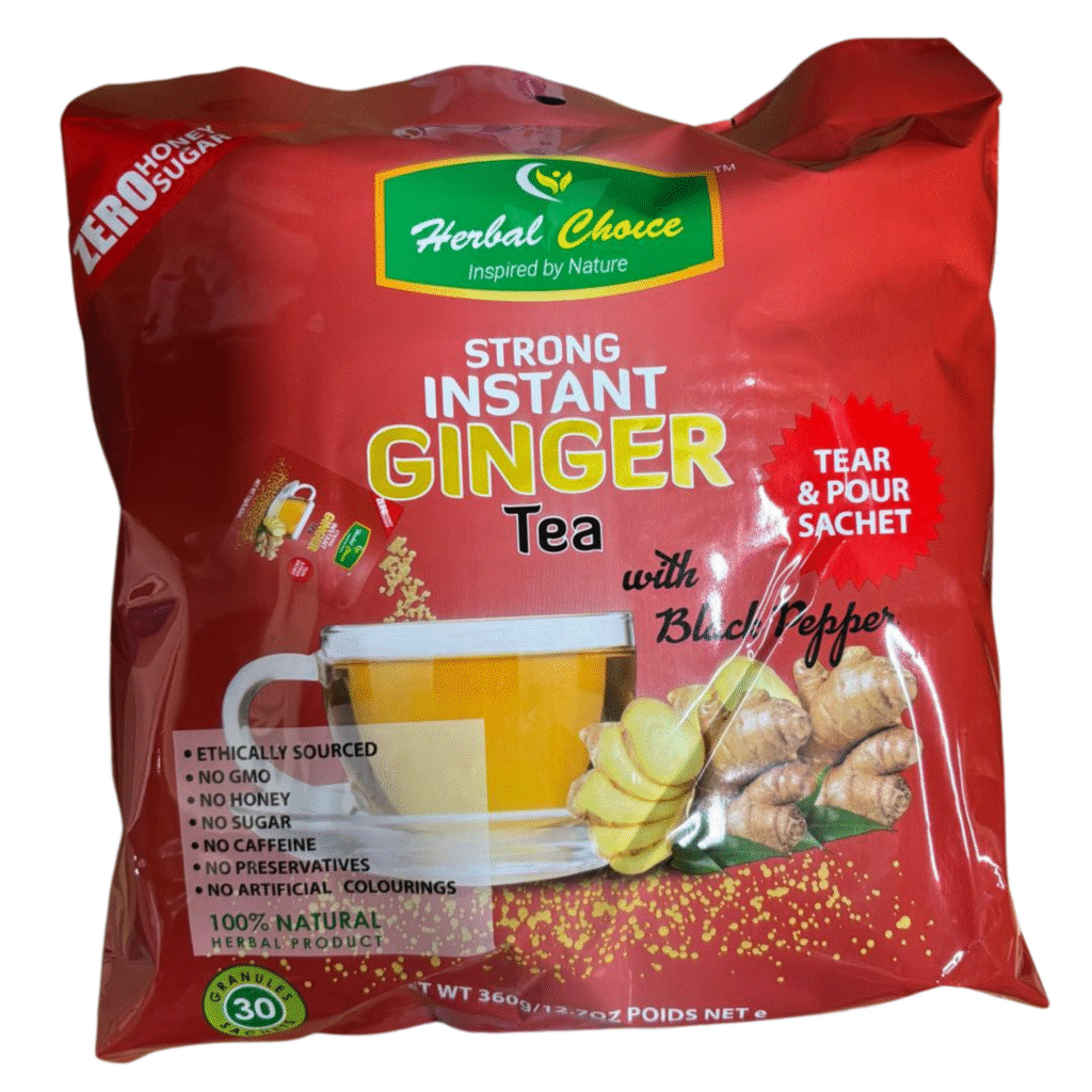 Herbal Choice Strong Instant Ginger Tea with Black Pepper 360g – 30 Sachets (Granules) X 10